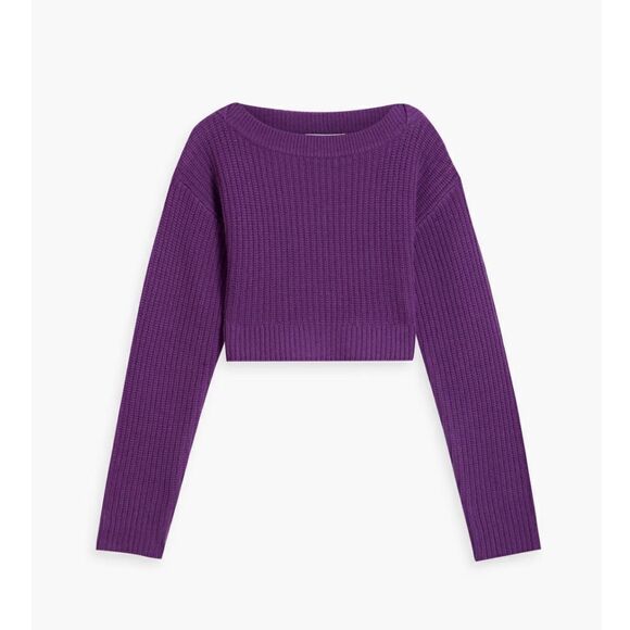 RE/DONE Cropped ribbed wool sweater Purple NWT - Picture 2 of 11